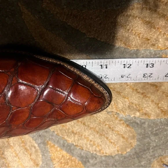 Tony Lama MEN CAIMAN & LEATHER WESTERN BOOTS-cognac-Sz 8 D - Picture 11 of 15